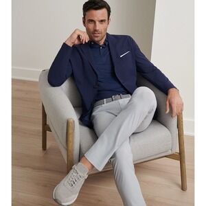 Peter Millar Men's Navy Blue Wool Two Button Blazer Suit Jacket Classic Fit 48T